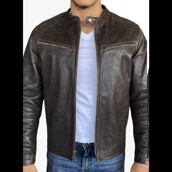 Frye Other - Frye Racer Crackle Leather Jacket Size M